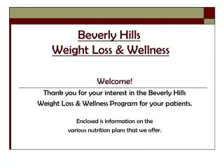 Beverly Hills Weight Loss &amp; Wellness