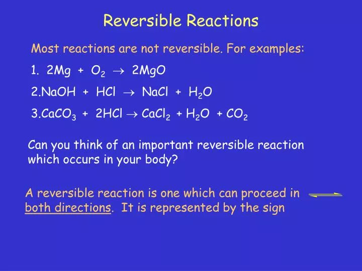 irreversible reaction