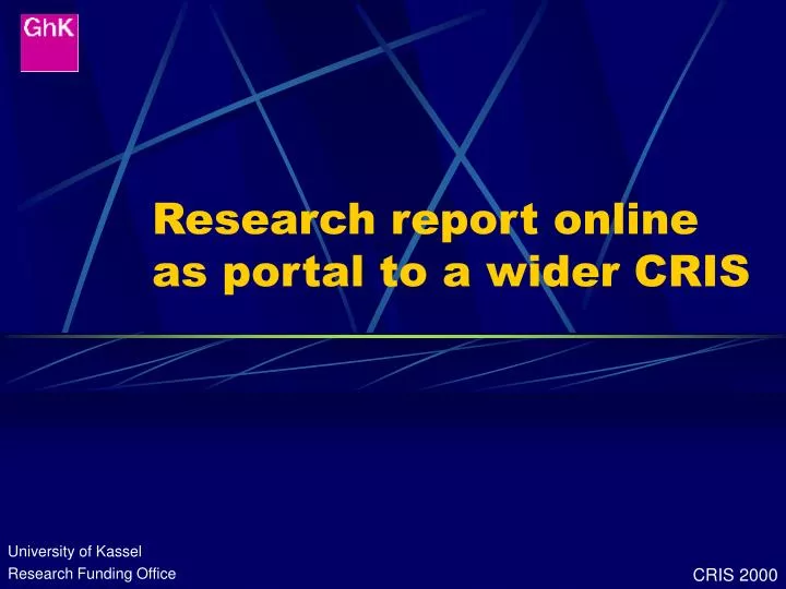 research report online as portal to a wider cris