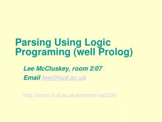 Parsing Using Logic Programing (well Prolog)
