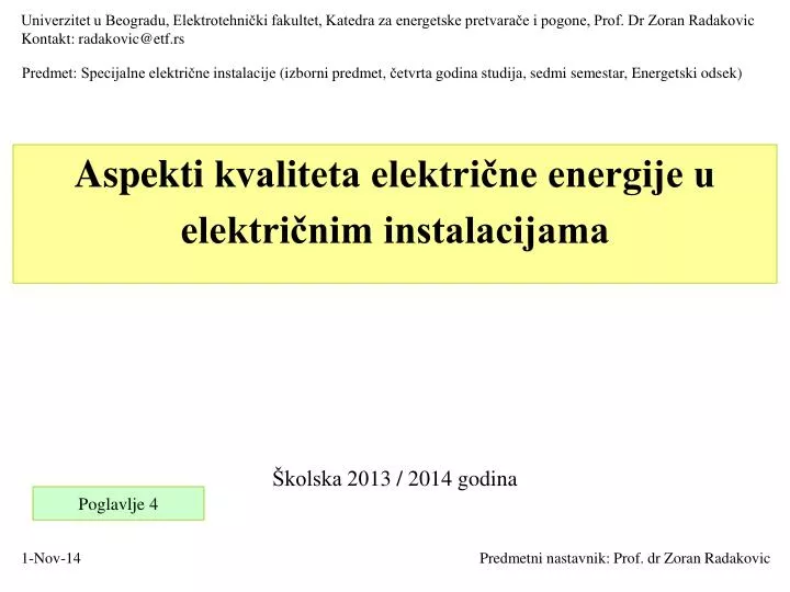 aspekt i kvaliteta elektri ne energije u elektri nim instalacijama