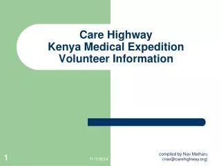 Care Highway Kenya Medical Expedition Volunteer Information