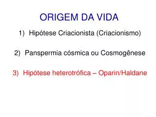 origem da vida