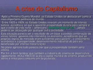a crise do capitalismo