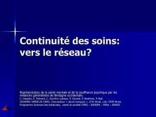 continuit des soins vers le r seau