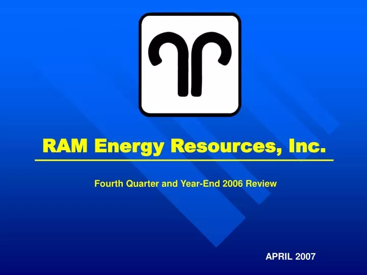 ram energy resources inc