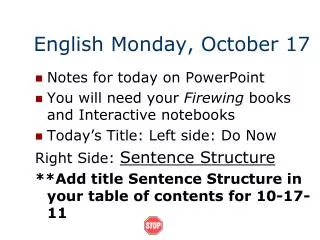 English Monday, October 17