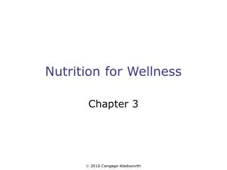 Nutrition for Wellness