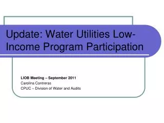 Update: Water Utilities Low-Income Program Participation