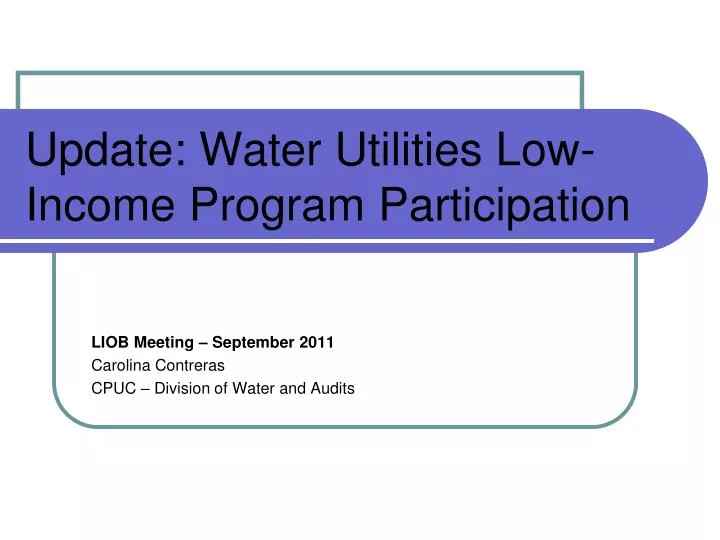 update water utilities low income program participation