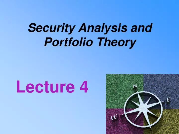 security analysis and portfolio theory