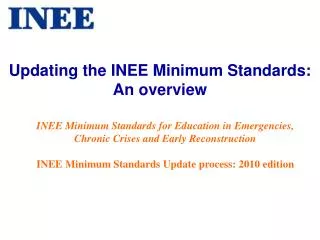 Updating the INEE Minimum Standards: An overview