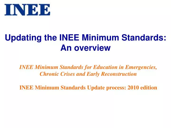 updating the inee minimum standards an overview