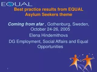 Best practice results from EQUAL Asylum Seekers theme