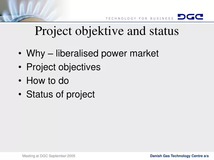 project objektive and status