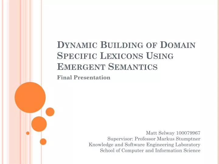 dynamic building of domain specific lexicons using emergent semantics