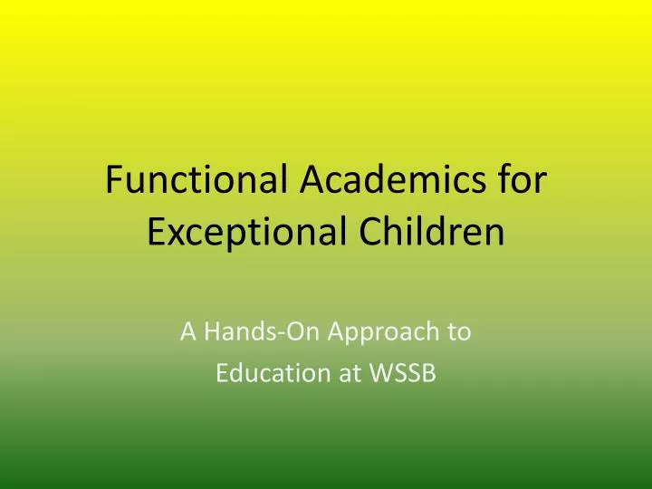 functional academics for exceptional children