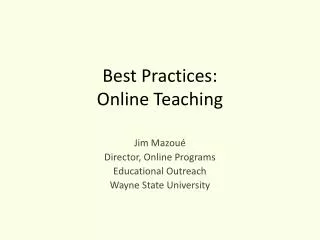 Best Practices: Online Teaching