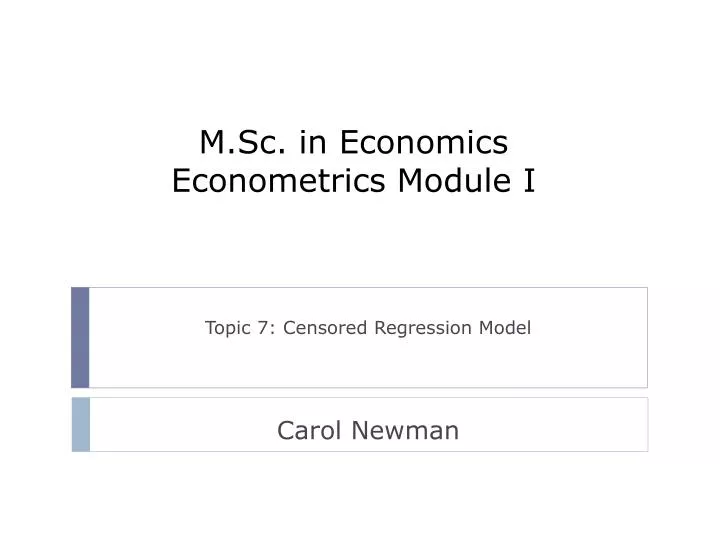 m sc in economics econometrics module i
