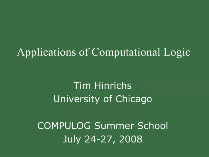 applications of computational logic