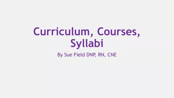 curriculum courses syllabi
