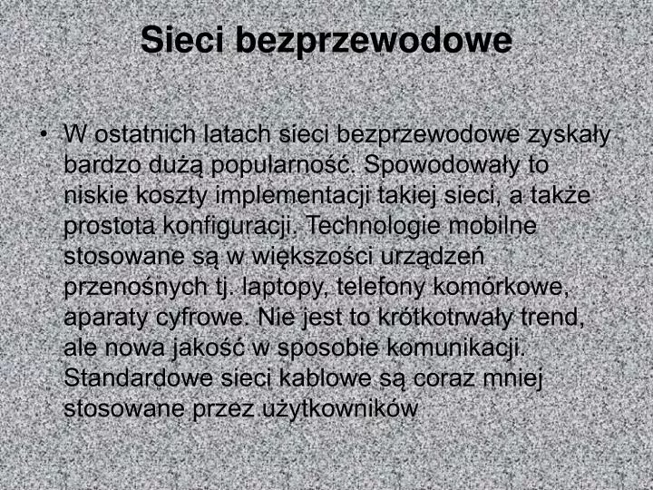 sieci bezprzewodowe