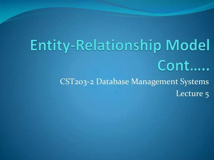 entity relationship model cont