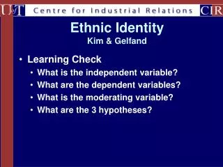 Ethnic Identity Kim &amp; Gelfand