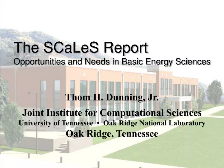 the scales report opportunities and needs in basic energy sciences