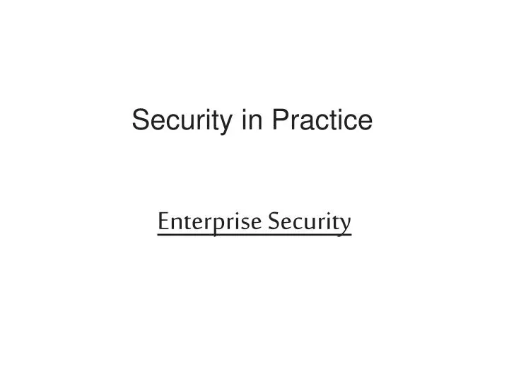 security in practice