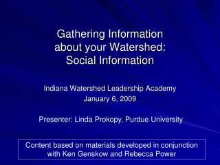Gathering Information about your Watershed: Social Information