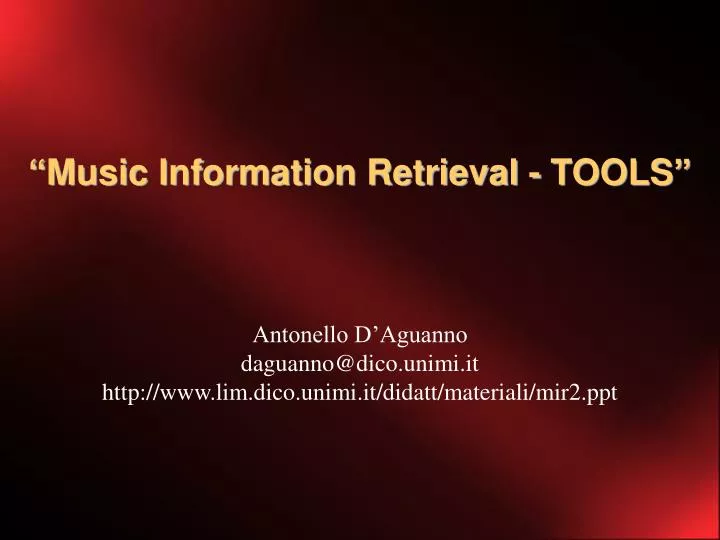 music information retrieval tools
