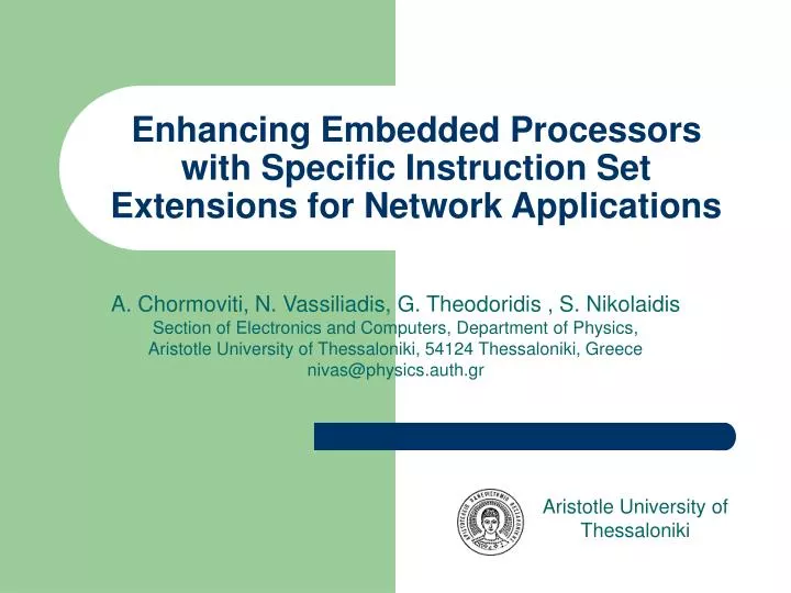 enhancing embedded processors with specific instruction set extensions for network applications