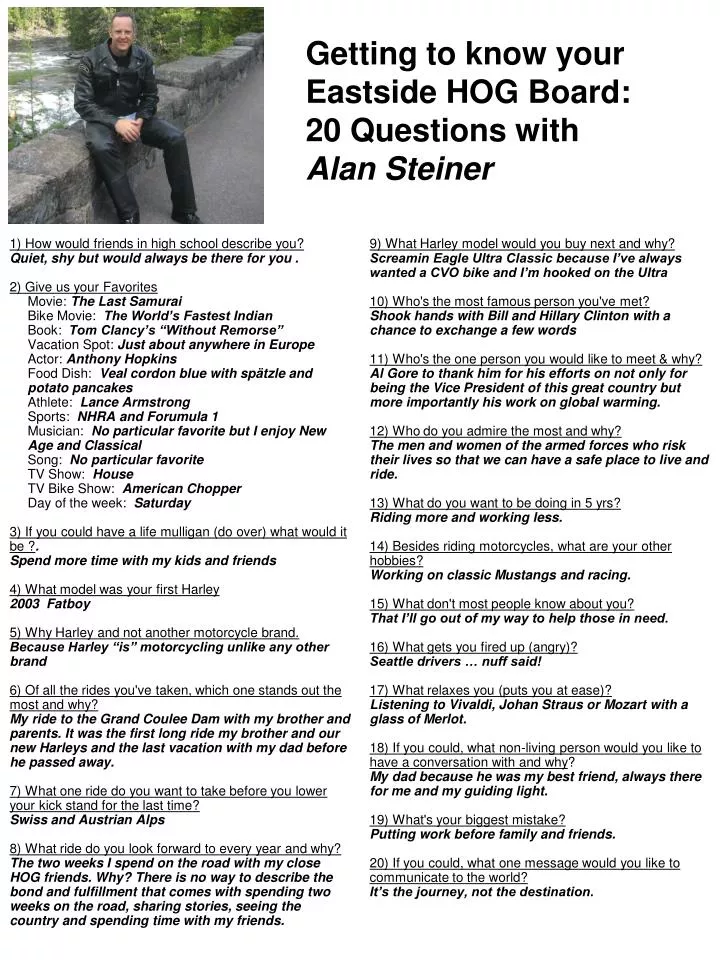 getting to know your eastside hog board 20 questions with alan steiner