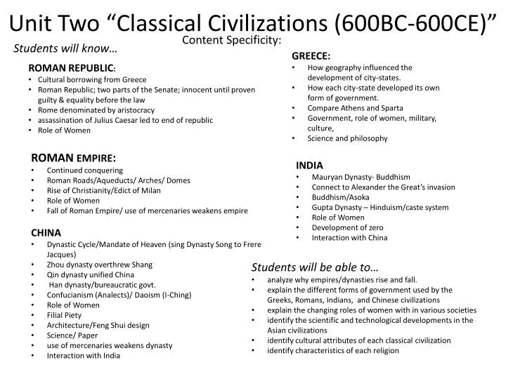 unit two classical civilizations 600bc 600ce