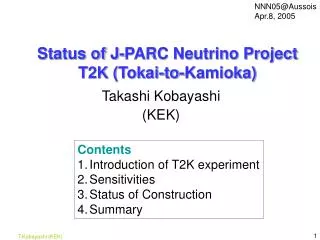 Status of J-PARC Neutrino Project T2K (Tokai-to-Kamioka)