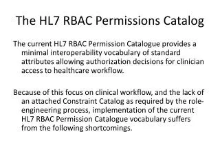 The HL7 RBAC Permissions Catalog