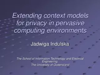 Extending context models for privacy in pervasive computing environments