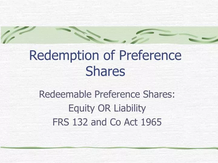 redemption of preference shares