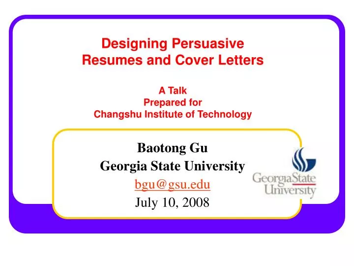 designing persuasive resumes and cover letters a talk prepared for changshu institute of technology