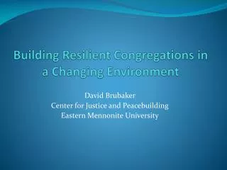 Building Resilient Congregations in a Changing Environment