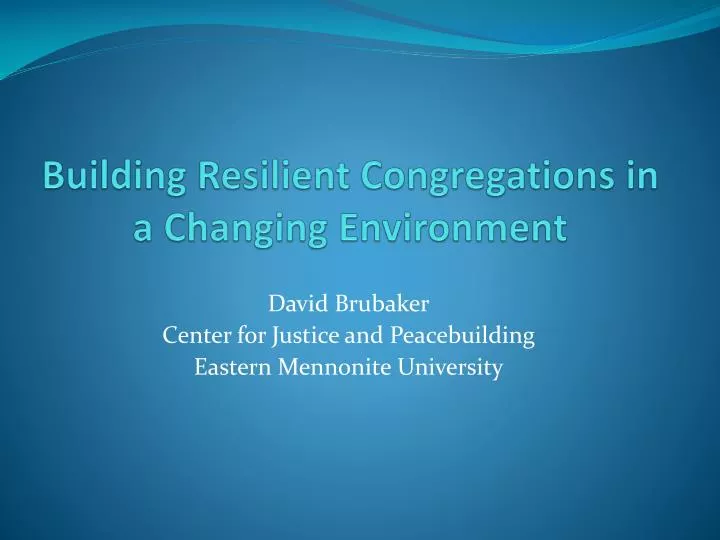 building resilient congregations in a changing environment