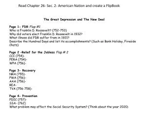 The Great Depression and The New Deal Page 1- FDR Flap #1