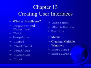 Chapter 13 Creating User Interfaces