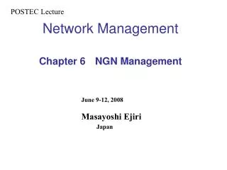 Network Management Chapter 6 NGN Management