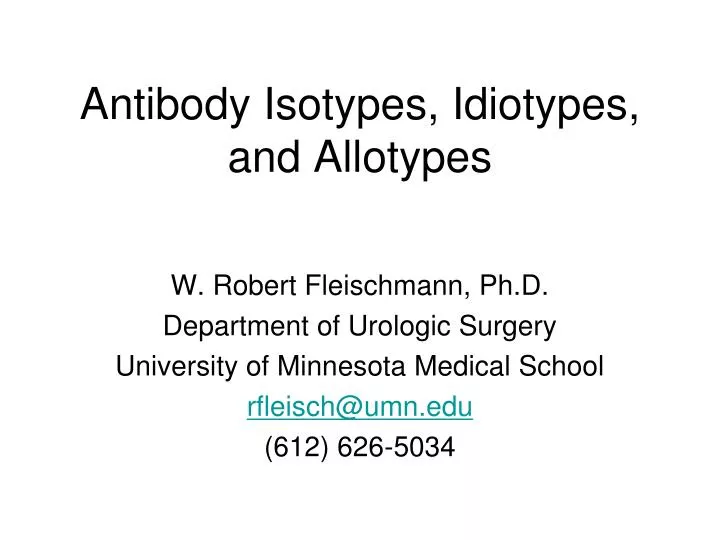 antibody isotypes idiotypes and allotypes