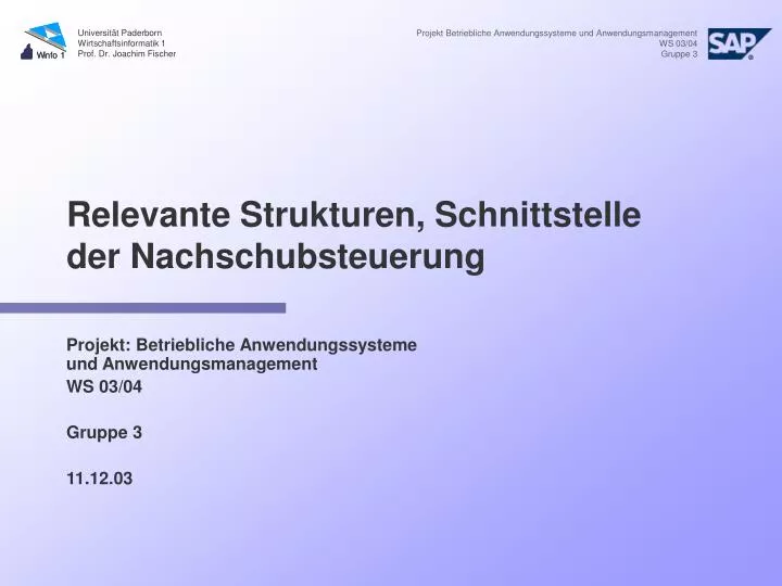 relevante struktur en schnittstelle der nachschubsteuerung