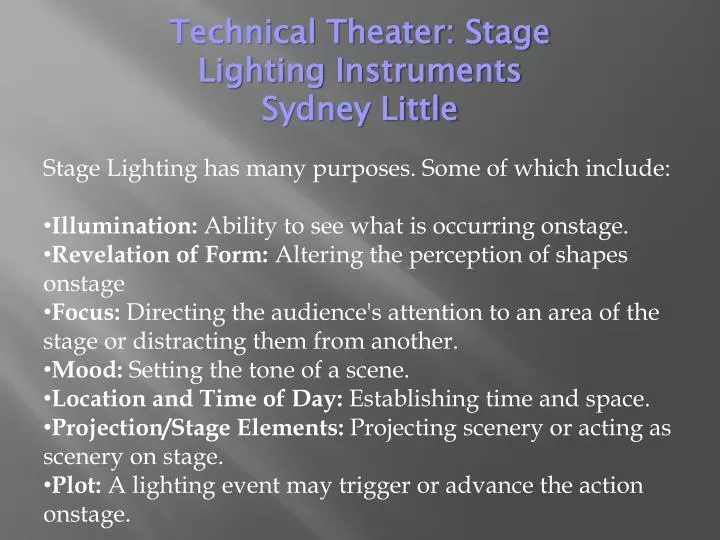 technical theater stage lighting instruments sydney little