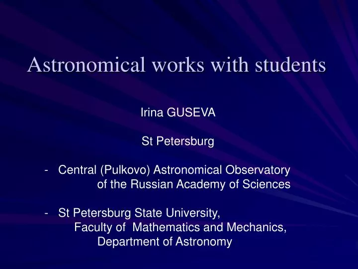 astronomical works with students