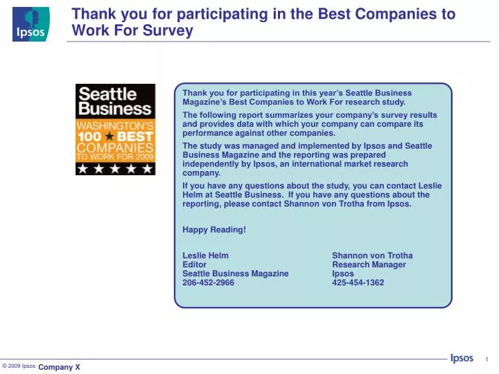 thank you for participating in the best companies to work for survey